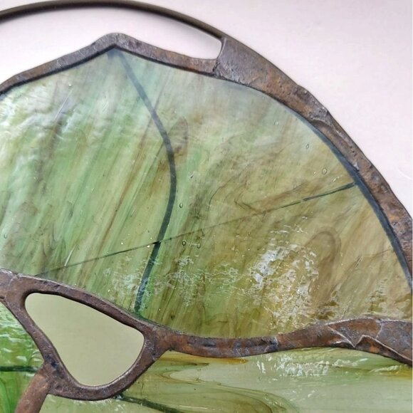 Stained Glass Grape Cluster Oval Suncatcher Fall Wine Studio Art Cottage - Picture 6 of 7